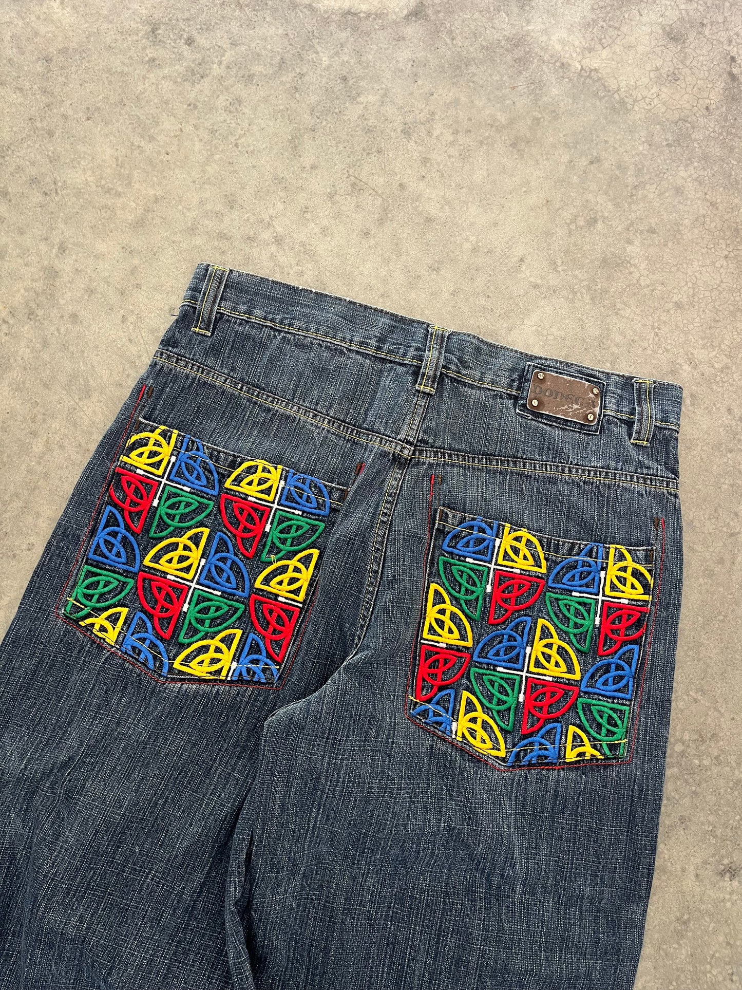 sick embroidered baggy jeans - 33
