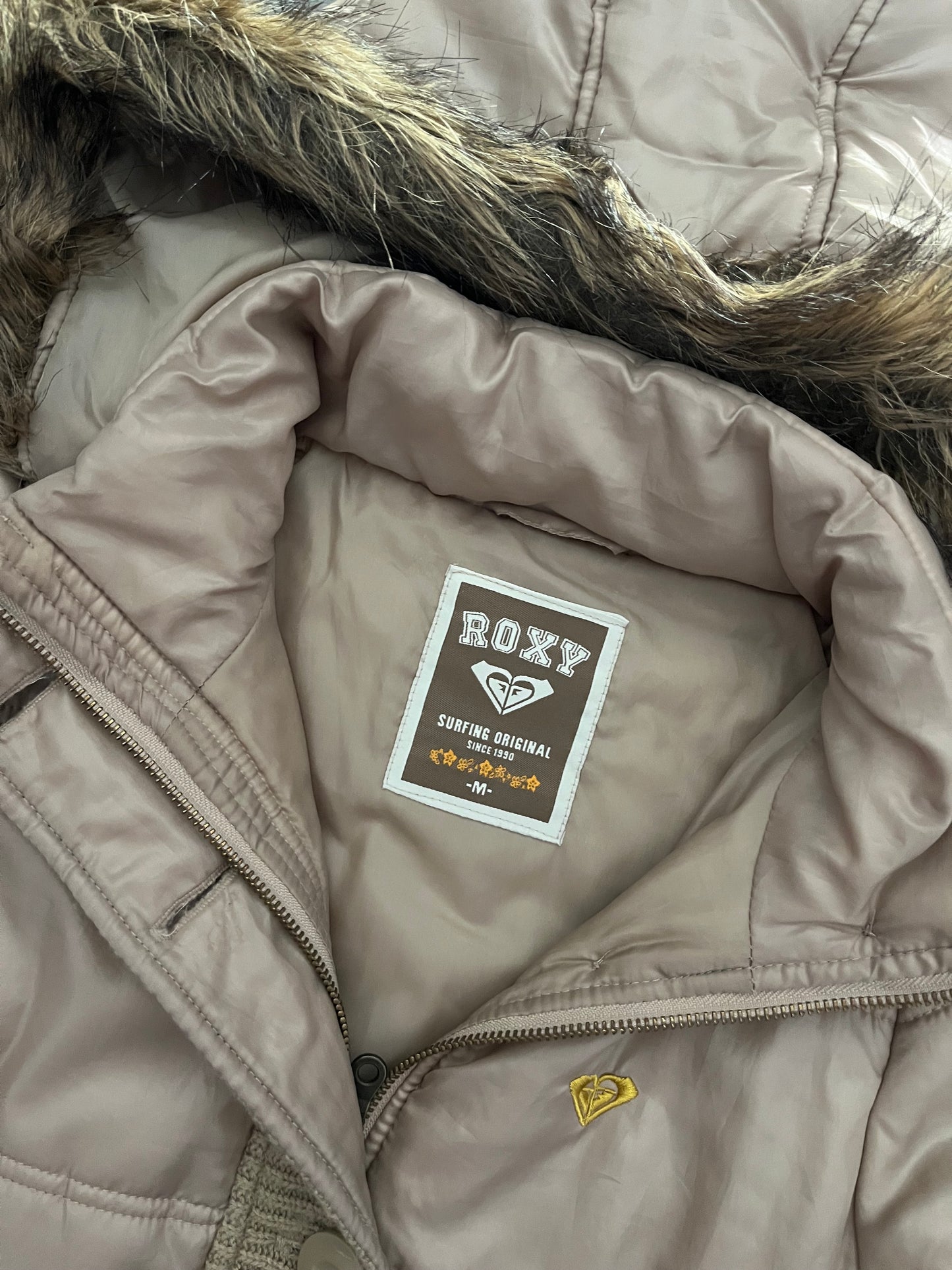 roxy fur puffer jacket - M