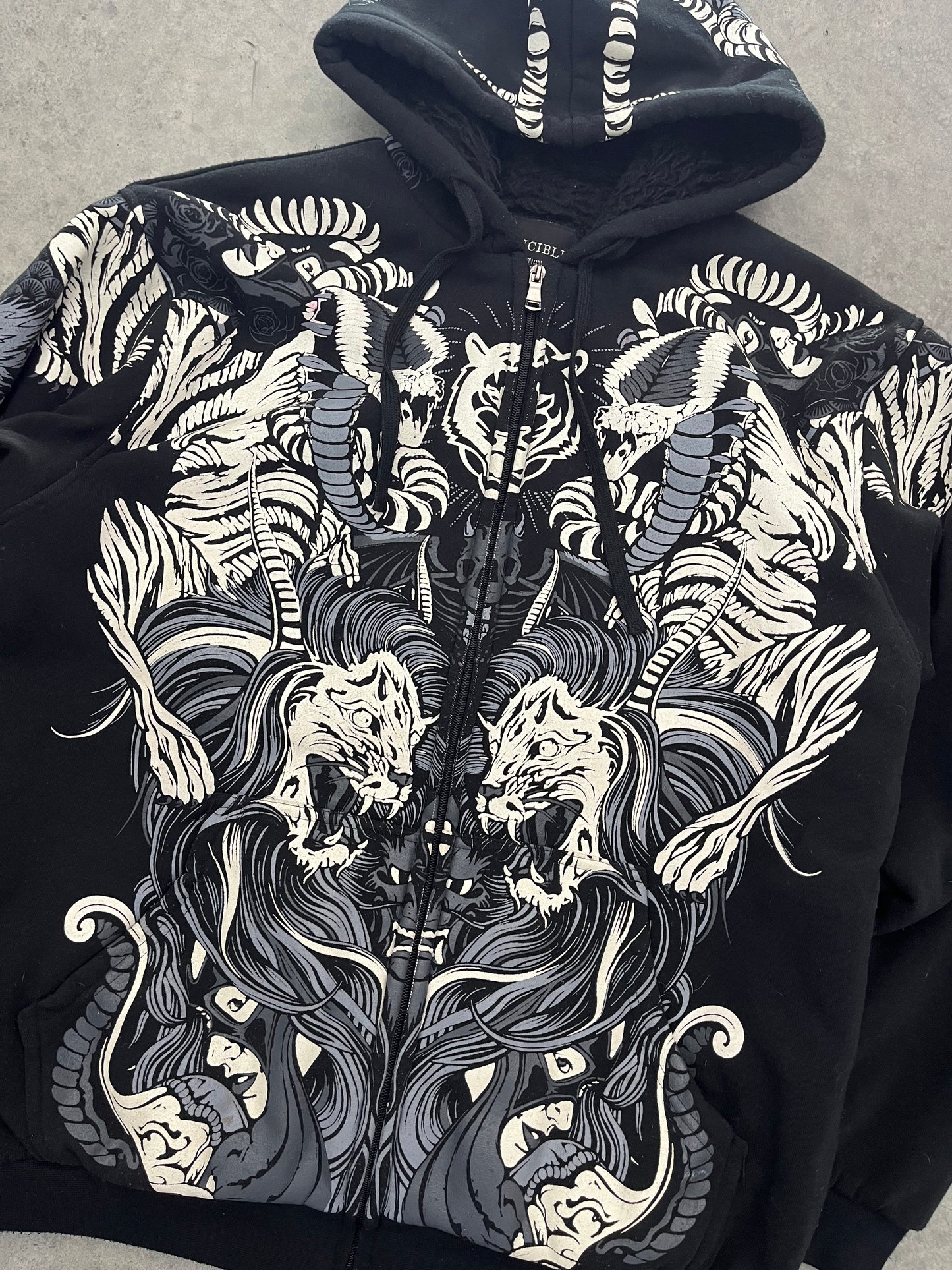 insane printed zipup hoodie - XL