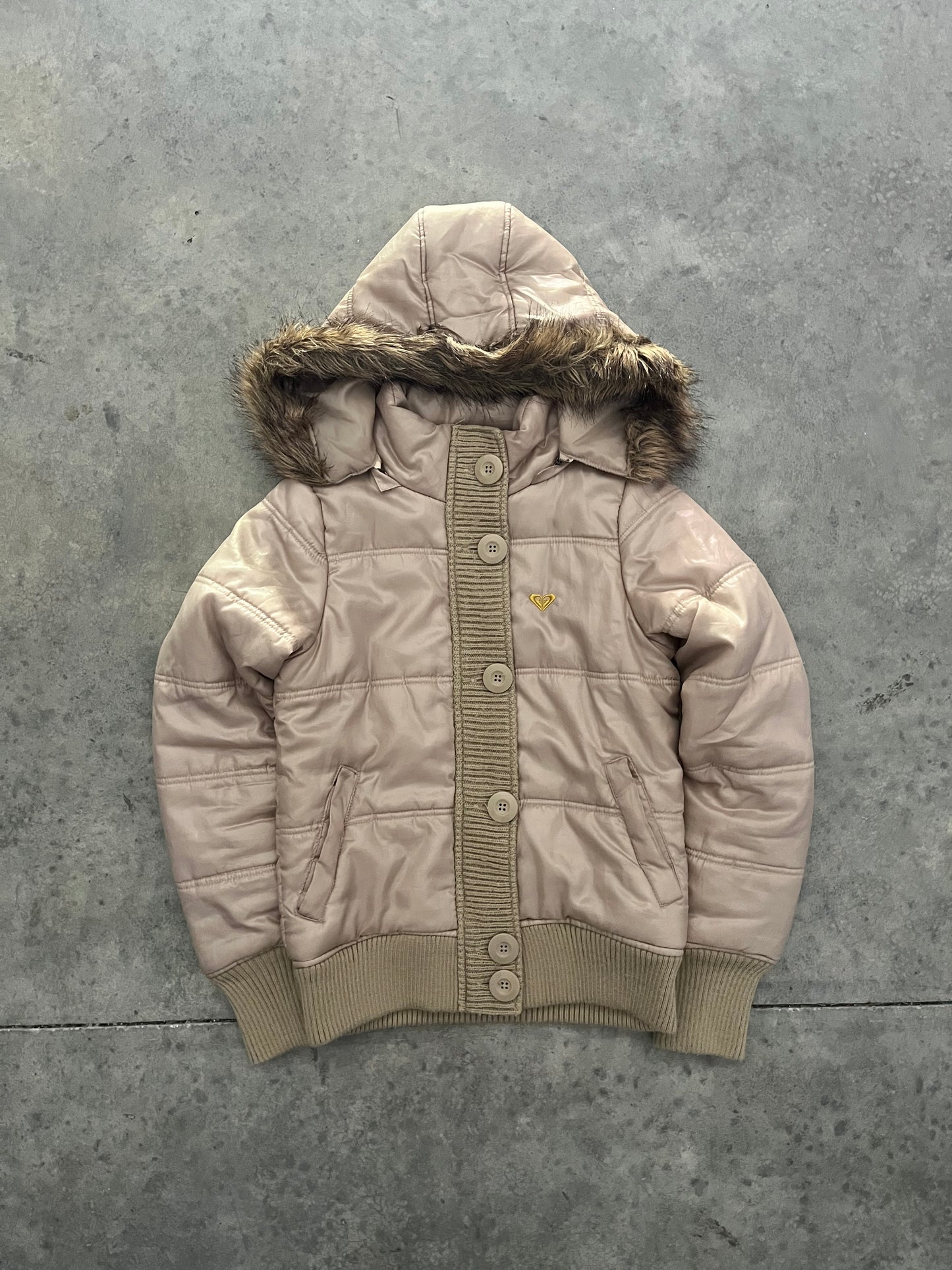 roxy fur puffer jacket - M