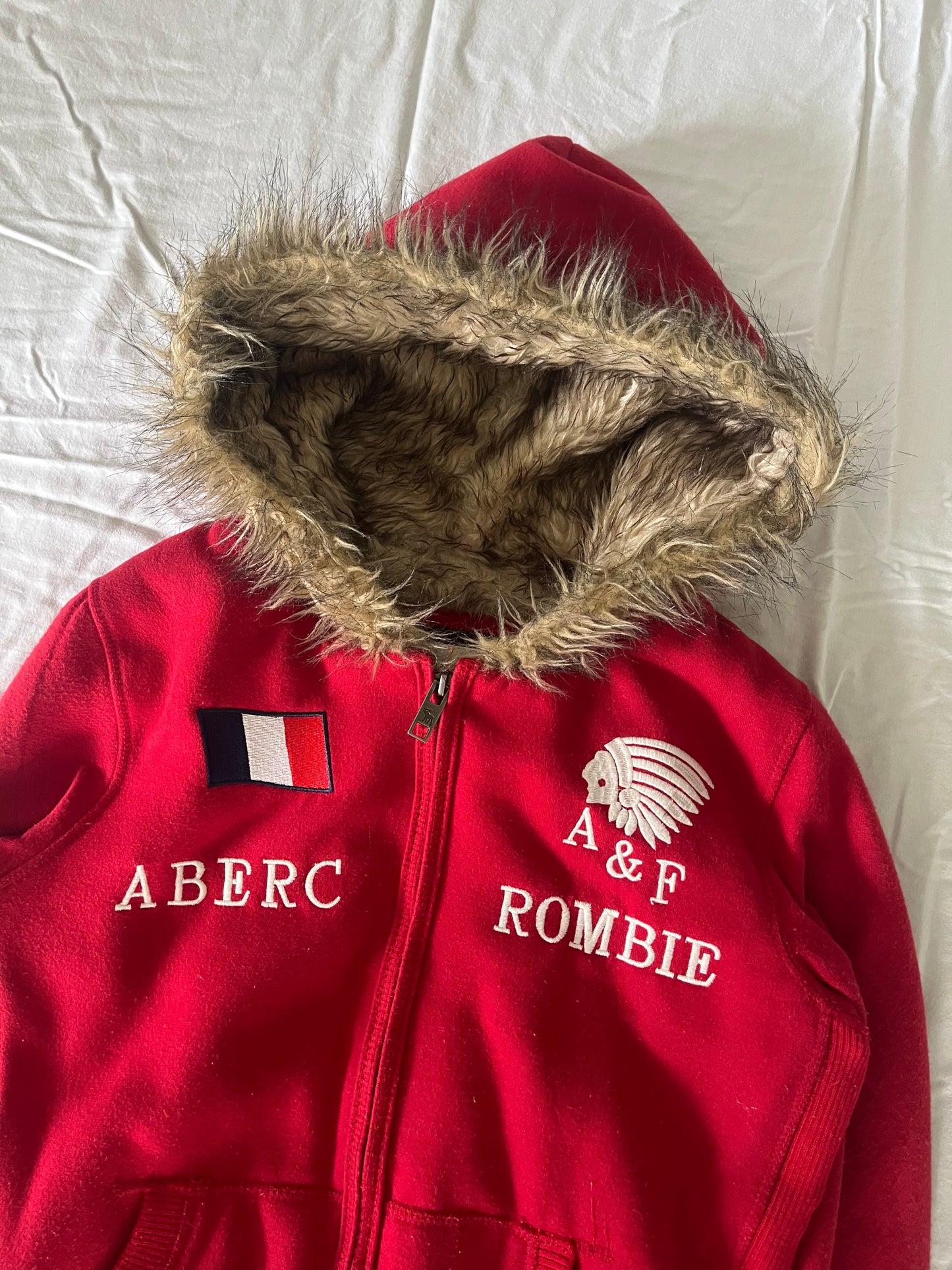 vintage abercrombie and fitch fur hoodie - M