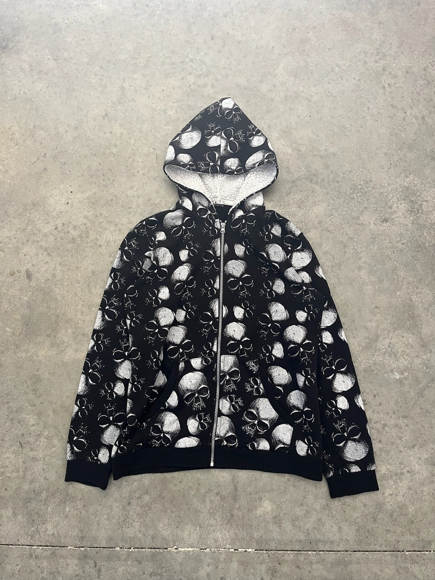 Crazy skull all over print hoodie