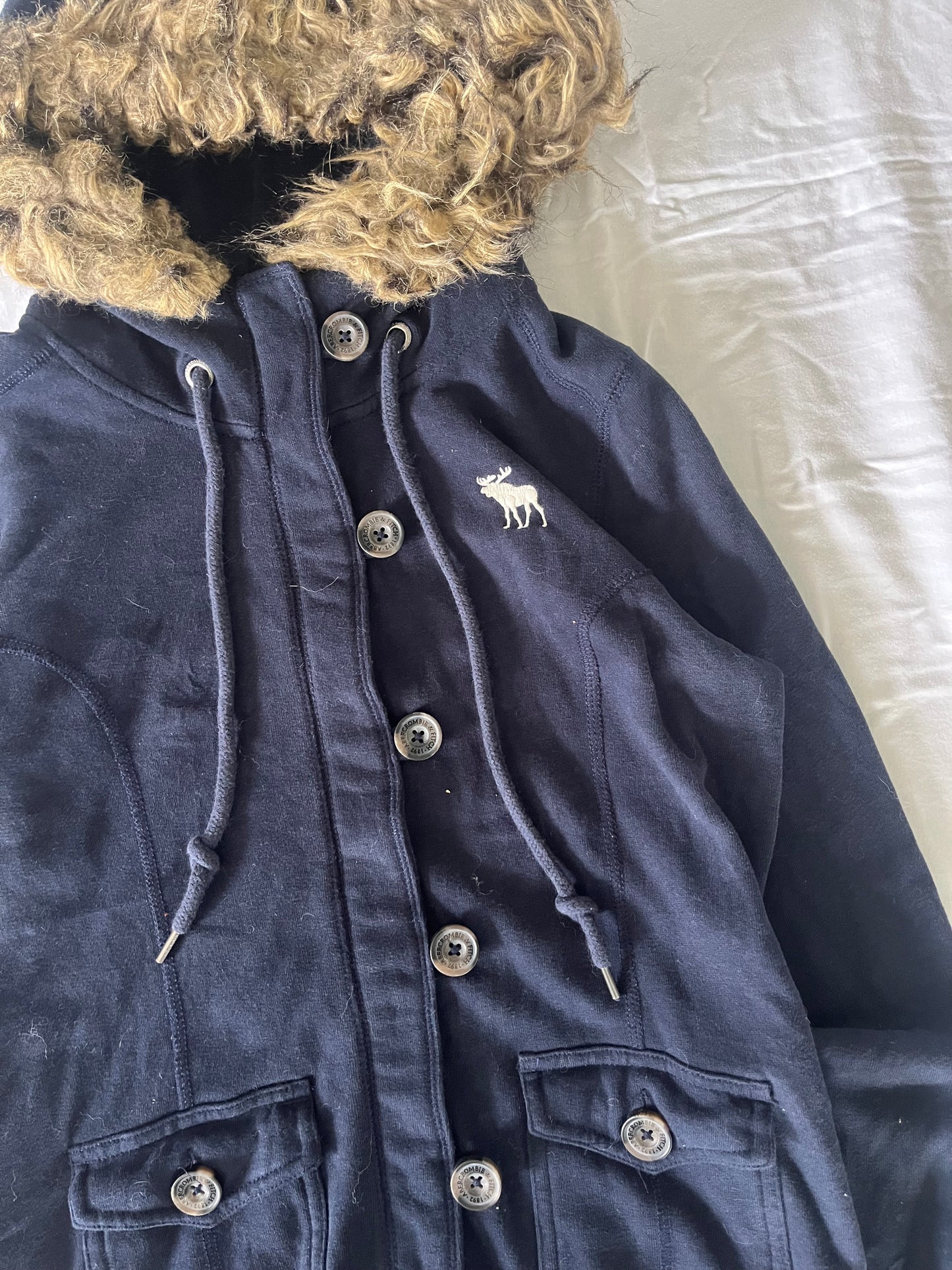 vintage abercrombie and fitch fur hoodie - M
