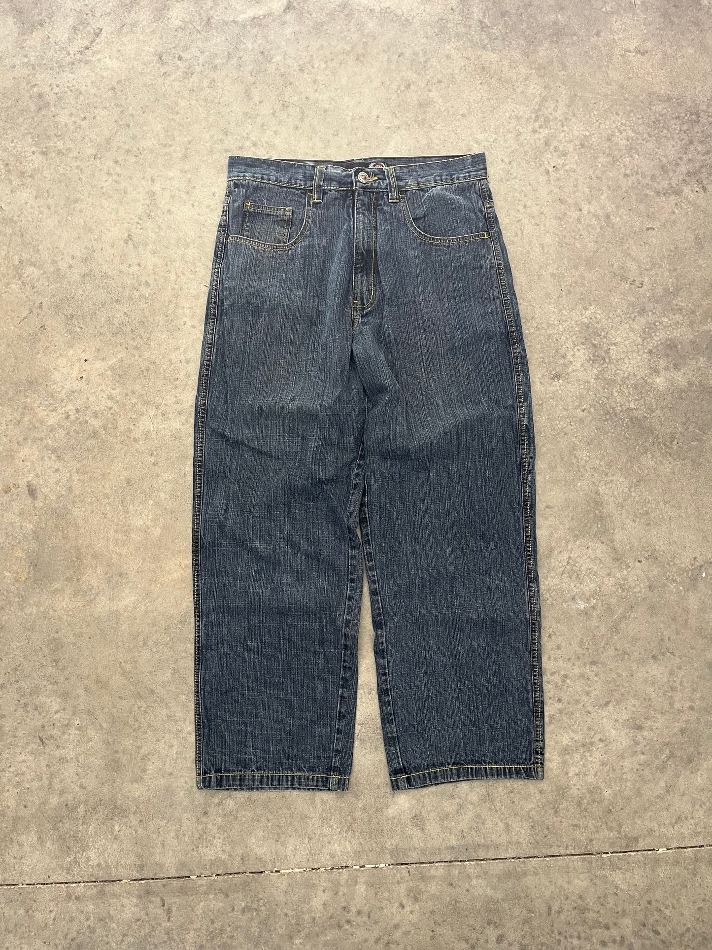 sick embroidered baggy jeans - 33