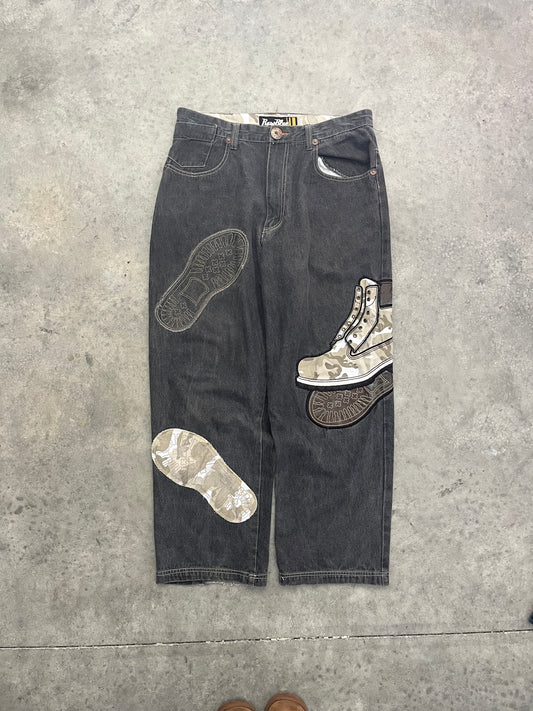 raw blue timberland jeans - 36