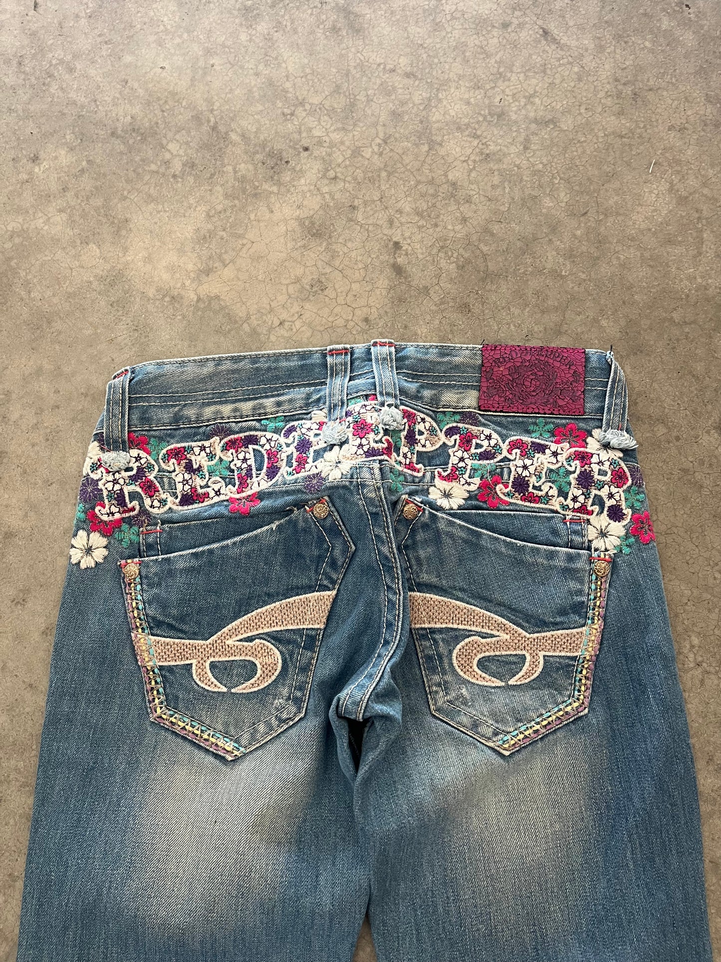 red pepper floral jeans