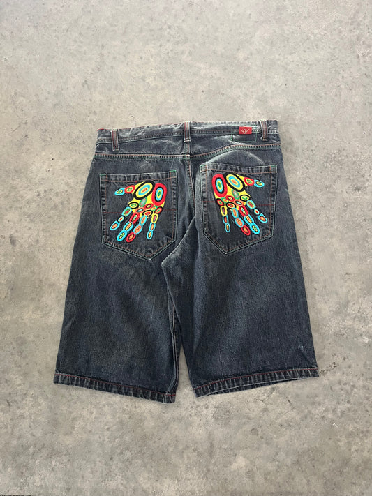 hand embroidered jorts