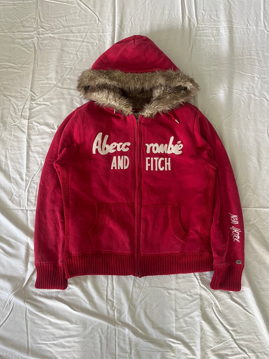 vintage abercrombie and fitch fur hoodie - M