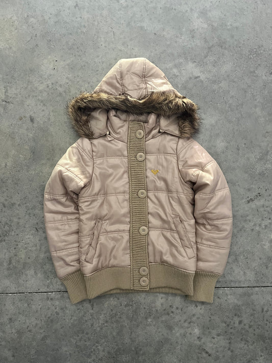 roxy fur puffer jacket - M