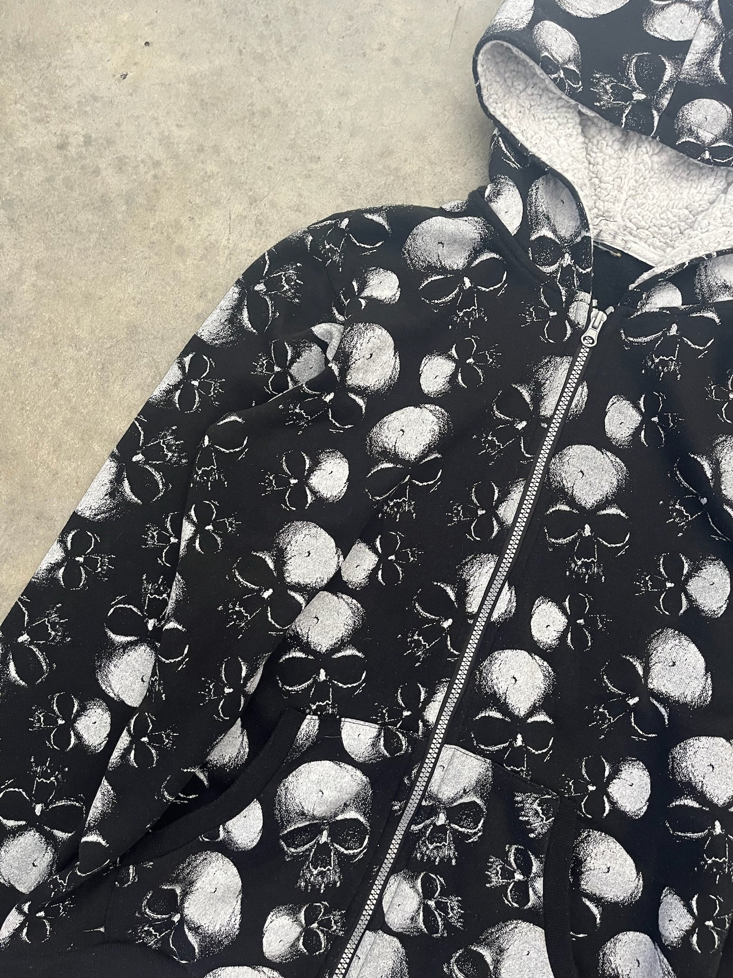 Crazy skull all over print hoodie