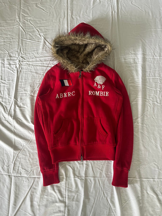 vintage abercrombie and fitch fur hoodie - M