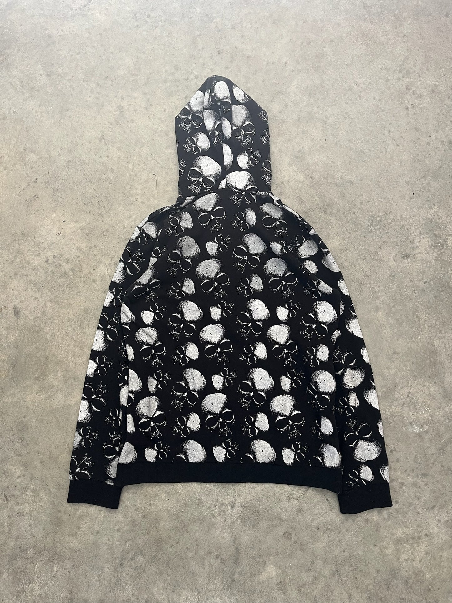 Crazy skull all over print hoodie