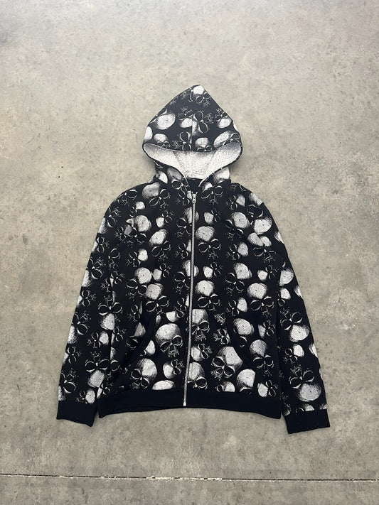 Crazy skull all over print hoodie
