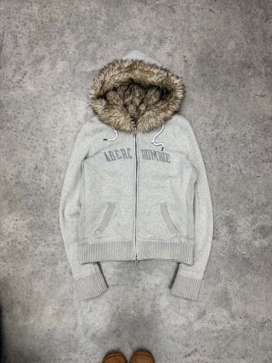 abercrombie fur lined zip up hoodie - L wmns